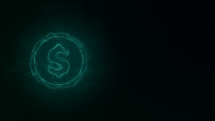 Poster - Dollar symbol icon with plexus effect. Connected lines with dots. Illustration