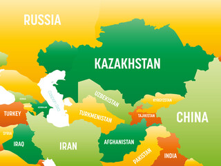 Wall Mural - Central Asia detailed political map with lables