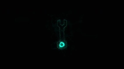 Aufkleber - Wrench icon with plexus effect. Connected lines with dots. Lines plexus