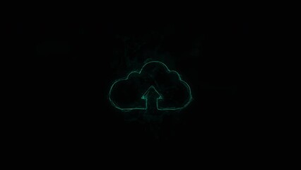 Fototapete - Cloud download icon with plexus effect. Connected lines with dots. Lines plexus