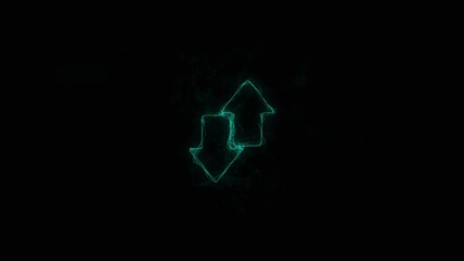 Poster - Exchange arrow transfer icon with plexus effect. Connected lines with dots. Lines plexus