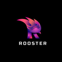 Gradient Illustration Of A Rooster Logo And The Letter R