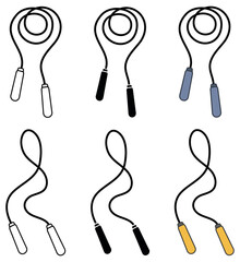 Wall Mural - Jump Rope Clipart Set - Outline, Silhouette and Color