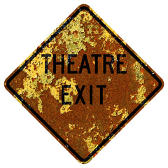 Wall Mural - Old rusty American road sign - Theatre exit, Wisconsin