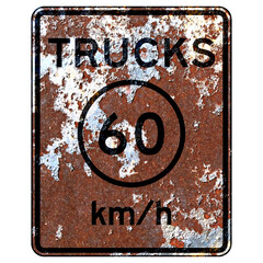 Wall Mural - Old rusty American road sign - Truck Speed Limit metric