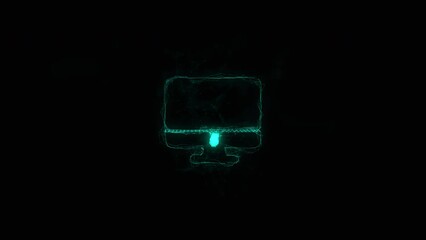 Leinwandbilder - Computer monitor icon with plexus art effect. Connected lines with dots. Lines plexus