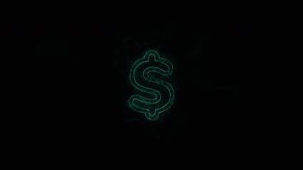 Poster - Dollar symbol icon with glitch art effect. Connected lines with dots. Lines plexus
