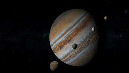 Wall Mural - Jupiter's Exceptionally Close Opposition , view of planet jupiter with Galilean satellites , Galileo day 