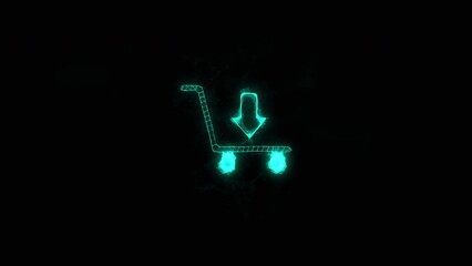 Fototapete - Shopping cart icon with plexus effect. Connected lines with dots. Lines plexus