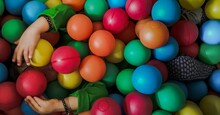 Full Frame Shot Of Multi Colored Balloons Balls / Kid Playing In Ball-pool