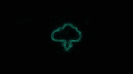 Poster - Cloud download icon with plexus effect. Connected lines with dots. Lines plexus