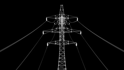 Wall Mural - High voltage electric towers Hologram. Energy and Technology Concept