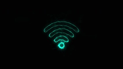 Fototapete - Wi-fi wireless internet network icon with plexus effect. Connected lines with dots. Lines plexus