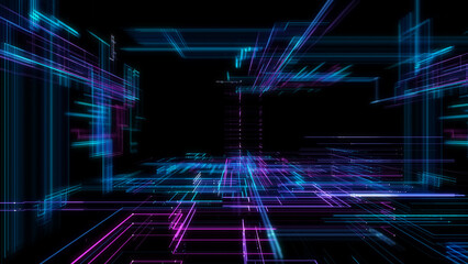 Poster - Digital Cyberspace with Particles. Techology background