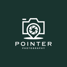 Pin Point Camera Photography Line Outline Icon Logo Design Premium