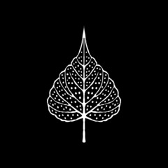 Hand drawn leaf of bodhi