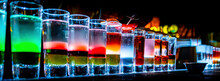 Collection Of Colorful Shots. Set Of Shot Cocktails At The Bar