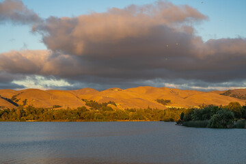 Canvas Print - Scenic view of Lake Elizabeth at sunset, Fremont Central Park