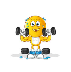 Wall Mural - emoticon head cartoon weight training illustration. character vector