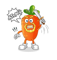 carrot knights attack with sword. cartoon mascot vector