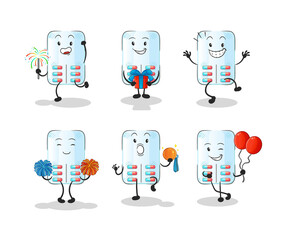 Sticker - medicine celebration set character. cartoon mascot vector