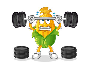 Canvas Print - corn lifting the barbell character. cartoon mascot vector