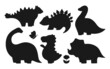 © neliakott - Dinosaur silhouette set. Reptile stamp or stencil collection dino contour childish character. Wildlife funny dinosaurs prehistoric lizard. Kids design for fabric or textile, predators and print vector