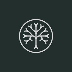 Abstract round tree logo icon. Universal creative premium solid symbol. Vector circle life tree sign