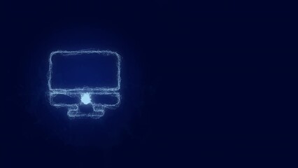 Poster - Computer monitor icon with plexus effect. Connected lines with dots. Lines plexus