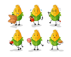 Canvas Print - corn food set character. cartoon mascot vector