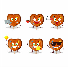 Poster - Orange lolipop love cartoon character with various types of business emoticons