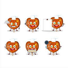 Sticker - Cartoon character of orange lolipop love with various chef emoticons