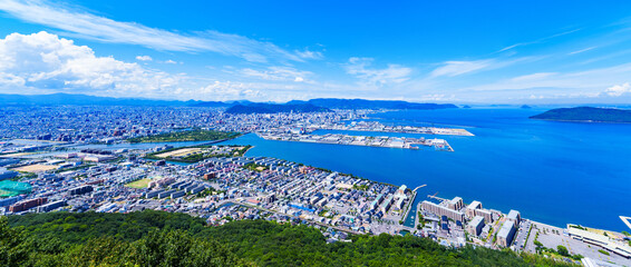 高松市　地方都市　四国　香川県　ハイアングル　【 屋島 からの パノラマビュー 】