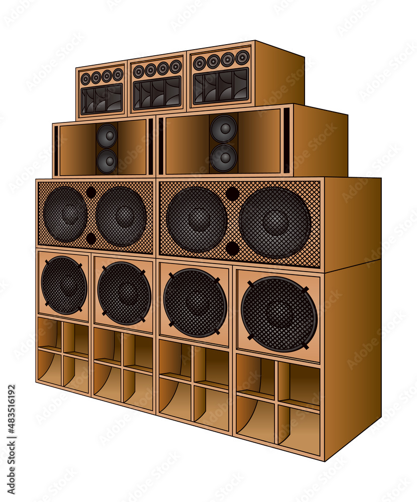 スピーカーが並んだレゲエサウンドシステム Stock Vector | Adobe Stock