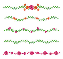 collection flower divider ornament isolated icon set