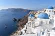 View of the Blue Domes in Santorini, Greece