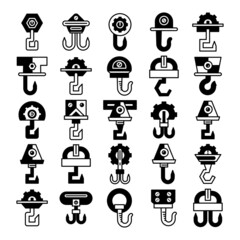 Sticker - industrial crane hook and hoist icons set