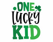 © Designdecon - One lucky KID. Happy St. Patrick's Day - funny Irish Day colorful lettering with White Background.