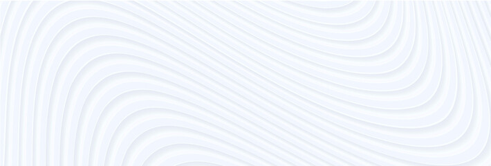 Poster - 3D white wavy background for business presentation. Abstract grey stripes elegant pattern. Minimalist empty striped blank BG. Halftone monochrome cover with modern minimal color, vector illustration.