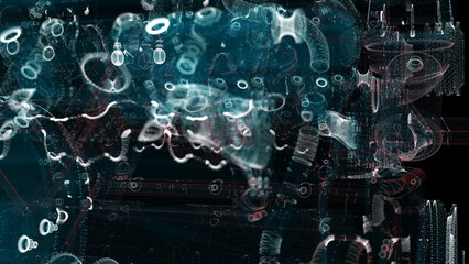 Poster - abstract technology particles mesh background