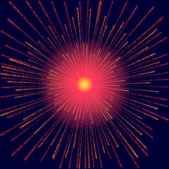Aufkleber - Red abstract dynamic background with radial lines and dots.