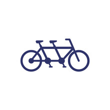 Tandem Bike, Bicycle Icon On White