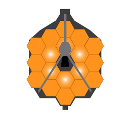 Wall Mural - James Webb telescope. Golden hexagonal mirror with antenna racks of the new space telescope. Vector illustration.