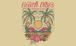 © riaz - Beach vibes vintage graphic print design for apparel and others. Flamingo island artwork design.