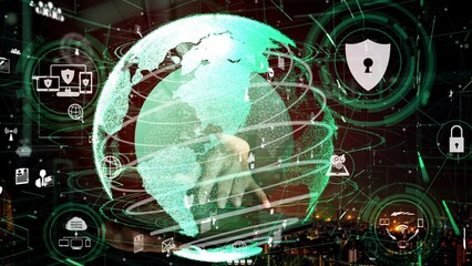 Poster - cyber security encryption technology to protect data privacy conceptual . 3d render computer graphic
