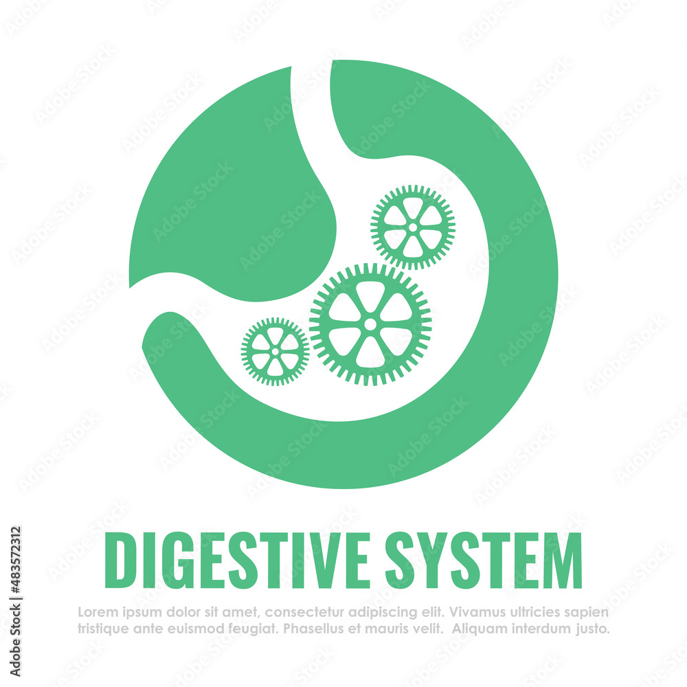 Human digestive system icon, stomach digestion symbol