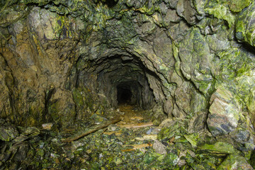 Underground gold mine tunnel