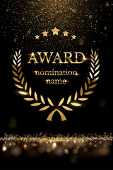 Wall Mural - winner nomination award with gold laurel, luxury reward, certificate poster with glitter