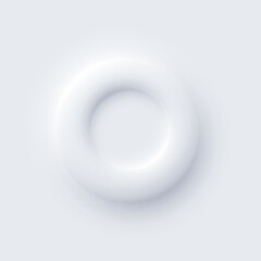 Poster - Neumorphism UI, circle white ring button with shadow, abstract 3d minimal soft button