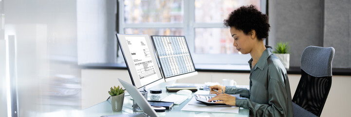 Poster - Business Accountant Calculating Tax Invoice
